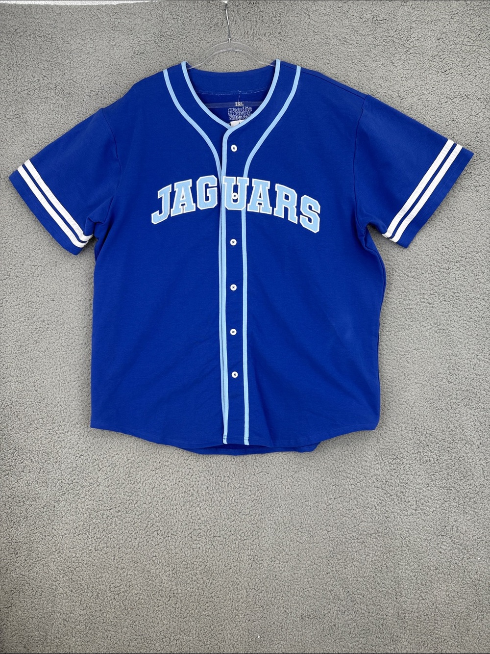 Jacksonville Jaguars baseball jersey mens 2XL Blue short sleeve button up stretc